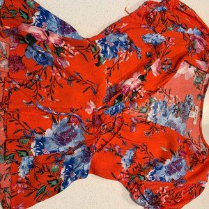 Flowery red summer shirt Size M